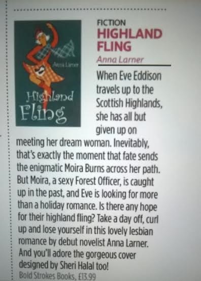 Highland Fling Lesbian Romance Book - rave review in DIVA Magazine